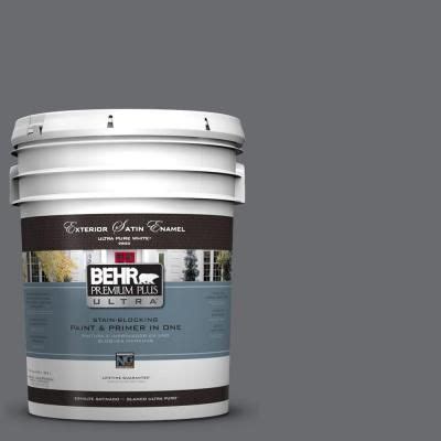 BEHR ULTRA 5 Gal PPF 49 Platinum Gray Satin Enamel Exterior Paint And