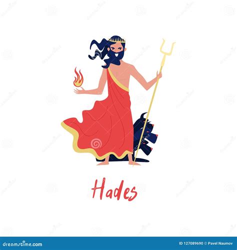 Hades Olympian Greek God Ancient Greece Myths Cartoon Character Vector