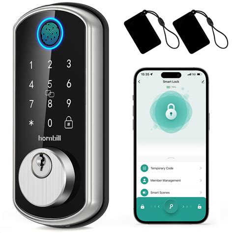 Smart Wifi Front Door Lock Hornbill Keyless Entry Fingerprint Deadbolt Alexa Bluetooth