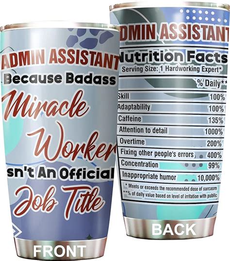 Medroc Administrative Assistant Tumbler Stainless Steel 20oz Miracle Worker Admin