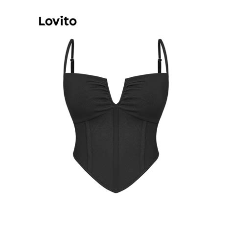 Lovito Regata Elegante Plissada Lisa Para Mulheres L93AD027 Shopee Brasil