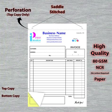 Personalised A4 Duplicate Invoice Book Receipt Book Ncr Pad 50 Sets