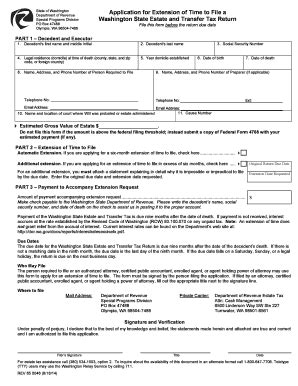 Fillable Online Dor Wa Application For Extension Of Time To File A