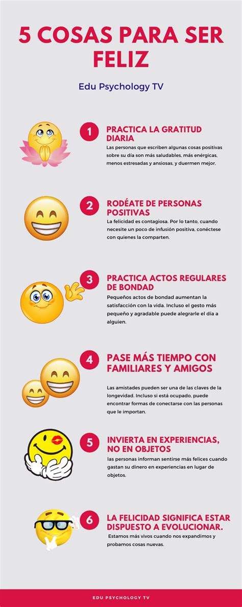 5 Cosas Para Ser Feliz Psicología Positiva Frases De Psicologia Psicología Positiva