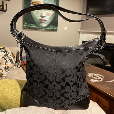 Coach Chelsea Signature Black Canvas Leather Crossbod Gem