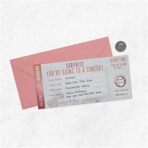 Scratch Reveal Concert Ticket Diy Surprise T Card Etsy Uk