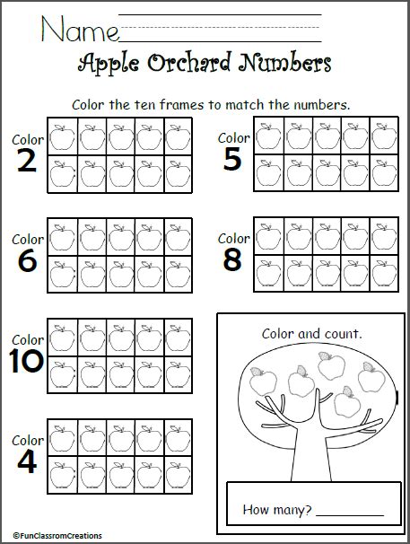 Apple Ten Frames Worksheet Math Numbers To 10 Made By Teachers