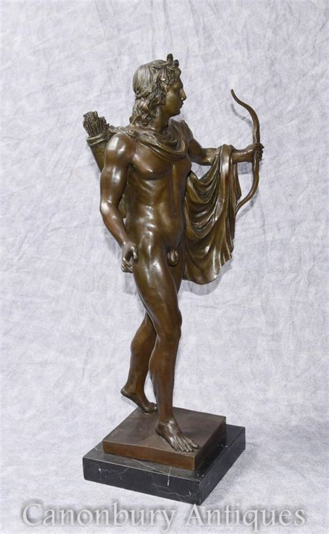 Classic Italian Bronze Statue Apollo Naked Figurine Roman
