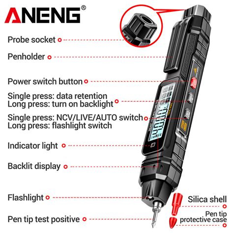 Aneng A Digital Multimeter Pen Type Meter Counts Ac Dc Voltage