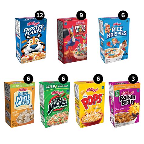 Kelloggs Breakfast Cereal Assortment Pack Frosted Flakes Frosted