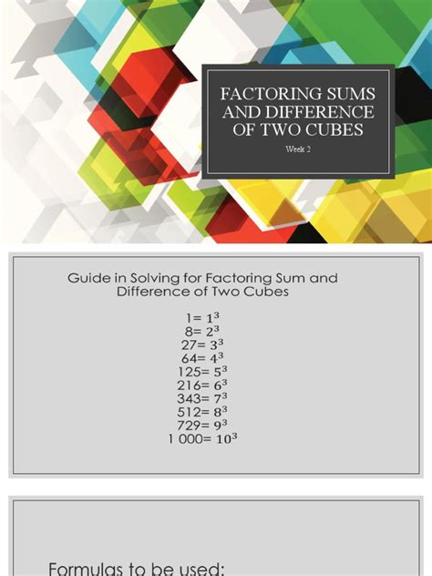 Factoring Sums And Difference Of Two Cubes Pdf