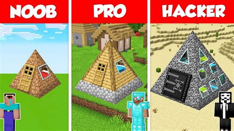 TRIANGLE PYRAMID BASE HOUSE BUILD CHALLENGE NOOB Vs PRO Vs HACKER