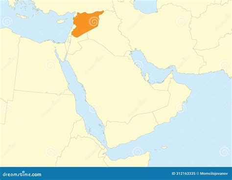 Orangenkarte Von Syria In Beige Karte Des Mittleren Ostens Vektor