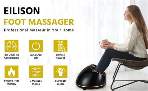 Eilison Air Bag Foot Massager Machine With Heat Shiatsu Deep Kneading For Foot Air