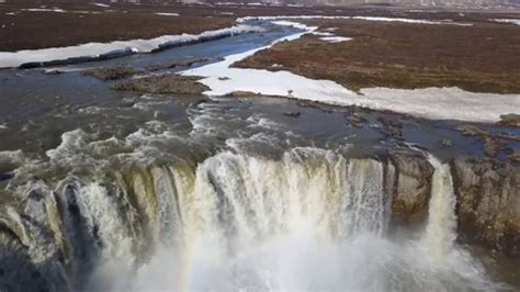 Breathtaking 4K Drone Reveal at Godafoss... | Stock Video | Pond5