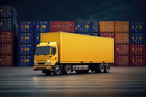 Premium Photo Yellow Container Truck Cargo Freight Extreme Closeup