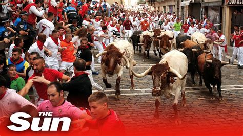 Pamplona Bull Run 2019 Tumbles Turns And Injuries YouTube