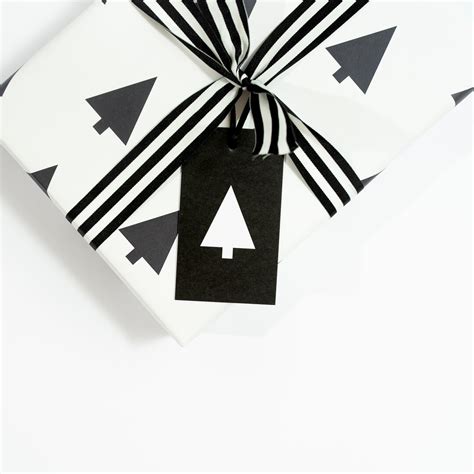 Christmas Gift Tags Black & White Tree Gift Wrapping - Etsy