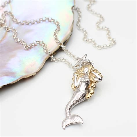 18ct Gold Plated And Sterling Silver Mermaid Necklace By Hurleyburley