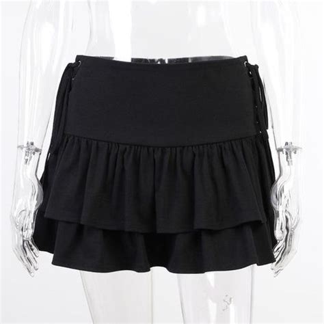 Fashion Goth Dark Egirl Kwaii Harajuku Black Women Mini Skirts Y2k