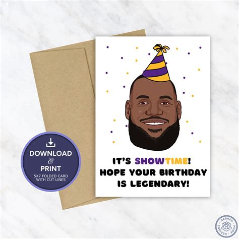 Lebron James Birthday Card Printable Birthday Card NBA Los Angeles ...