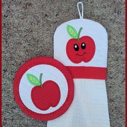 Free Apple In The Hoop Coaster And Towel Topper Machine Embroidery