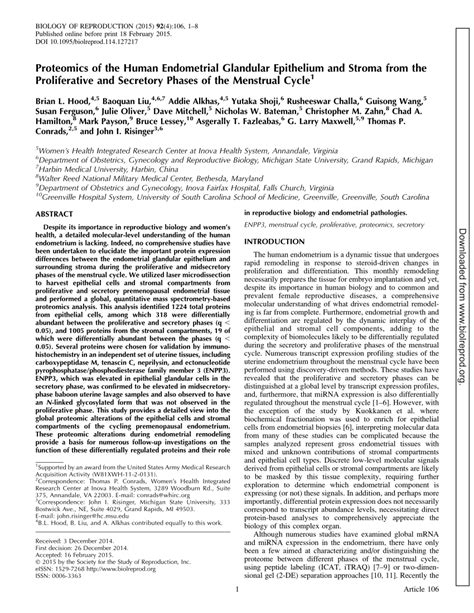 Pdf Proteomics Of The Human Endometrial Glandular Epithelium And