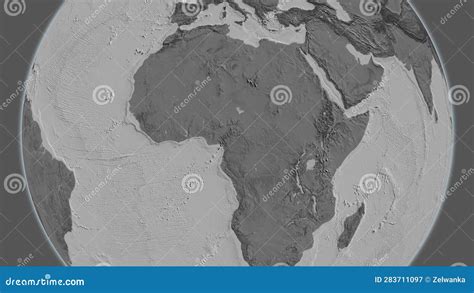 Globe Centered On Cameroun Neighborhood Bilevel Map Stock Illustration