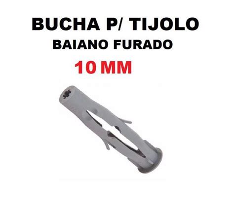 Kit 100 Peças Bucha 10mm Tijolo Baiano Furado Oco Cinza SFOR Bucha