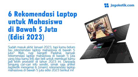 6 Rekomendasi Laptop Mahasiswa Di Bawah 5 Juta