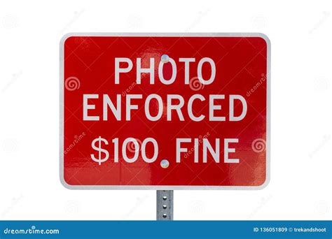 Photo Enforced Stop Sign Warning Isolated Stock Image Image Of