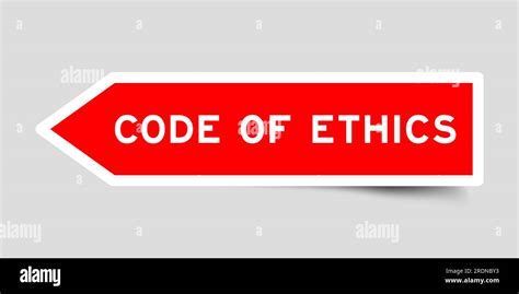 Red En Color Arrow Shape Sticker Label With Word Code Of Ethics On Gray Background Stock Vector