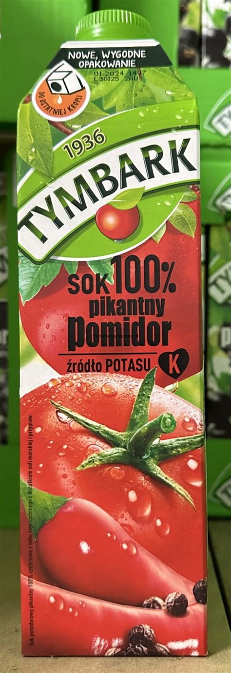 Tymbark sok pomidorowy pikantny 1l Hurtownia z napojami 1800 produktów