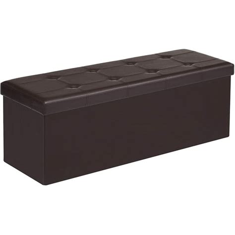 Songmics 43 Faux Leather Folding Storage Ottoman Bench Brown