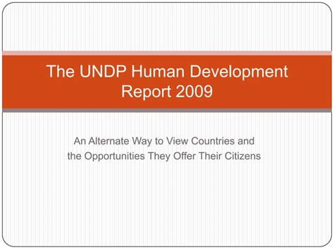 Undps Human Development Report Ppt