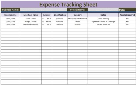 Expense Tracking Sheet Template Free Word Excel Templates