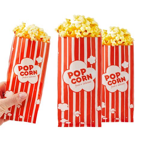 1 Oz Popcorn Bags (100 Pack) Disposable Paper Popcorn Bags - Carnival Popcorn Bags - Retro ...