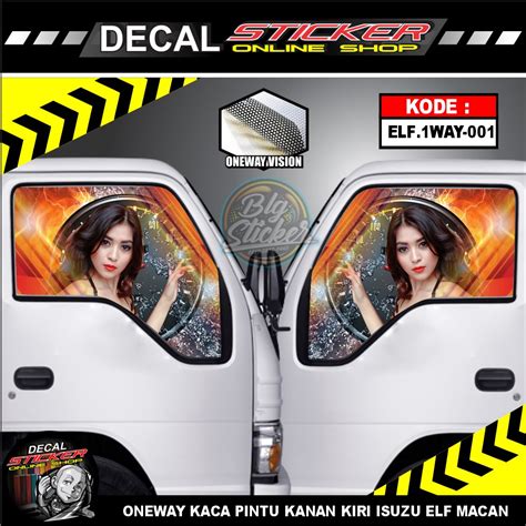 Jual STIKER ONEWAY VISION KACA SAMPING MOBIL TRUK ISUZU ELF MACAN