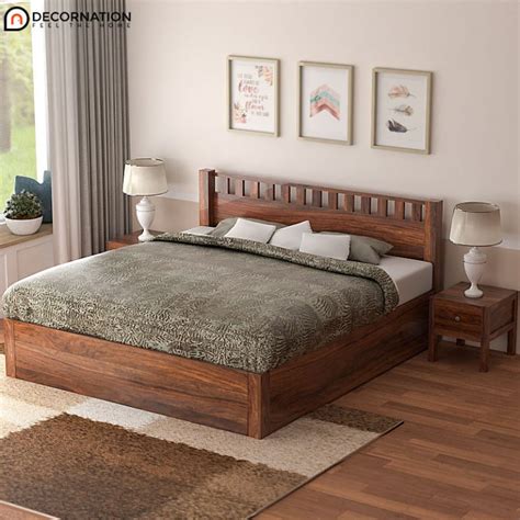 Bodhi Solid Wood Double Bed Natural Finish Decornation