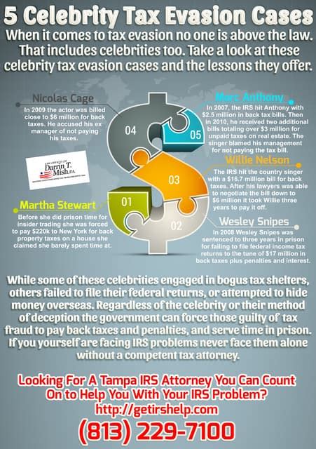 5 Celebrity Tax Evasion Cases Infographic Pdf