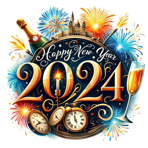 Feliz Año Nuevo 2024 Clipart 14 de alta calidad Etsy México