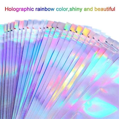 Holographic Rainbow Bag Silver Zipper Lock Lip Gloss Bags Etsy