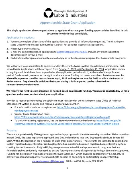 2024 Washington Apprenticeship State Grant Application Fill Out Sign