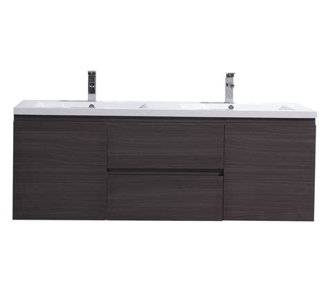 Molly 60 Double Sink Grey Oak Wall Mounted Modern Vanity Bathroom Vanities Wholesale Inc