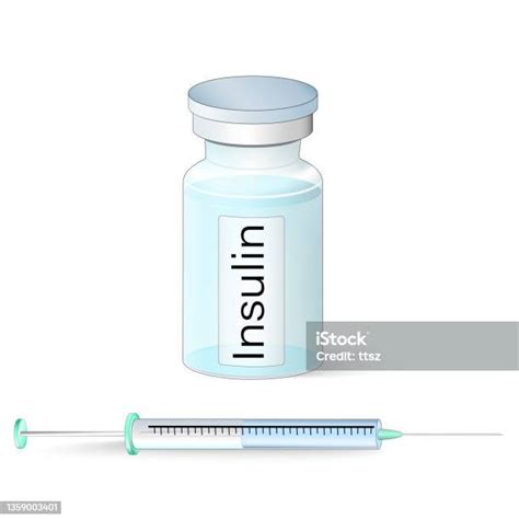 Insulin Dalam Botol Kaca Dan Jarum Suntik Insulin Ilustrasi Stok