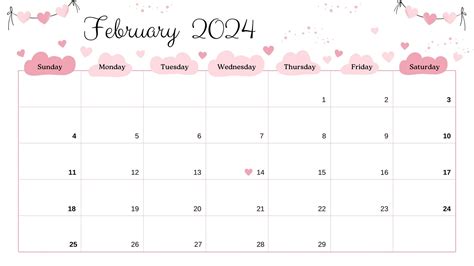 February 2024 Calendar Days Printable Kaila Mariele