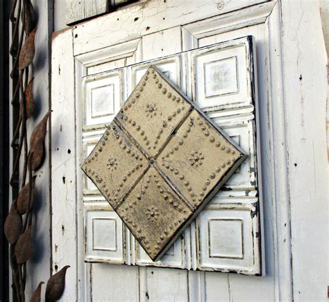 Architectural Salvage Wall Decor Antique Tin Ceiling Tile Etsy Antique Tin Ceiling Tile Tin