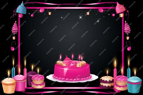 Birthday Photo Frame Background with Cake | Premium AI-generated vector