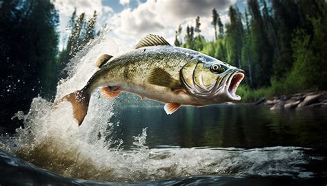 O Peixe Salta Para Fora Da água Ia Generativa Foto Premium