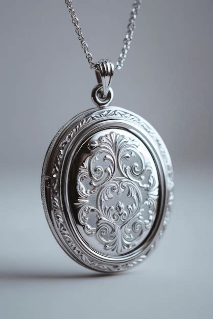 elegant polished silver locket premium ai generated image